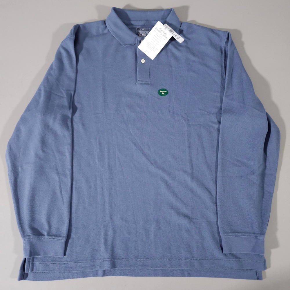 L.L.Bean Polo Shirt Mens XL Vintage Indigo Long Sleeve Premium Double L 300459